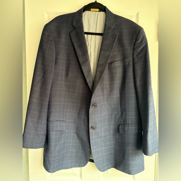 Brooks Brothers Explorer Fitzgerald Fit Wool blend size 46 R Plaid blue gray